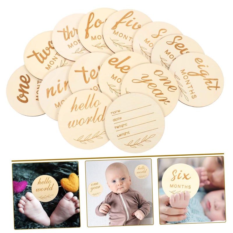 14 Pcs Wooden Milestone Cards For Newborn Photography Monthly Growth Sign Photo Props - Image 4
